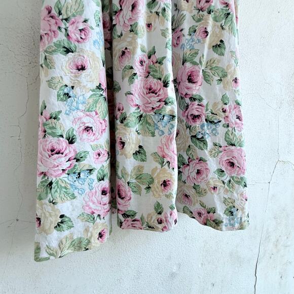 Vintage 1950s Pink Dress Floral Sleeveless Midi Collared V Neck A Line Cotton S - Picture 7 of 7